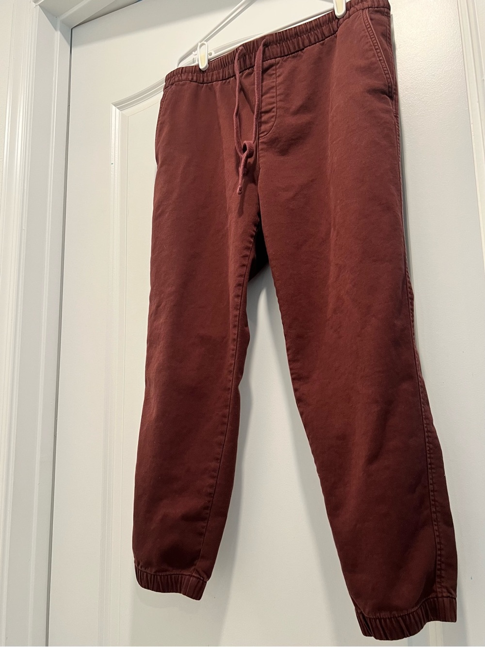 Banana Republic Travel Jogger Burgundy Maroon Elastic Waist Large Men's